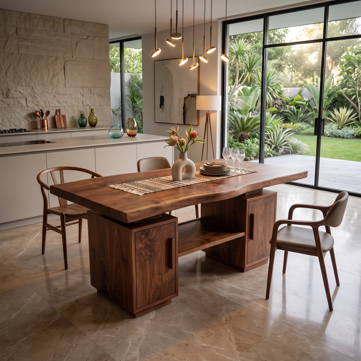 Modern Storage Dining Table For Garden Kitchen