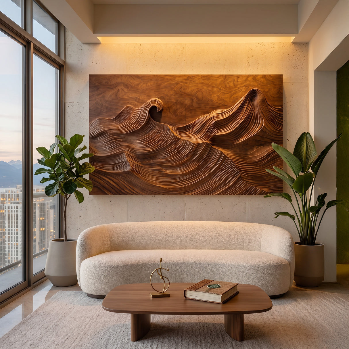 Organic Modern Wave Wood Wall Art For Wall Decor