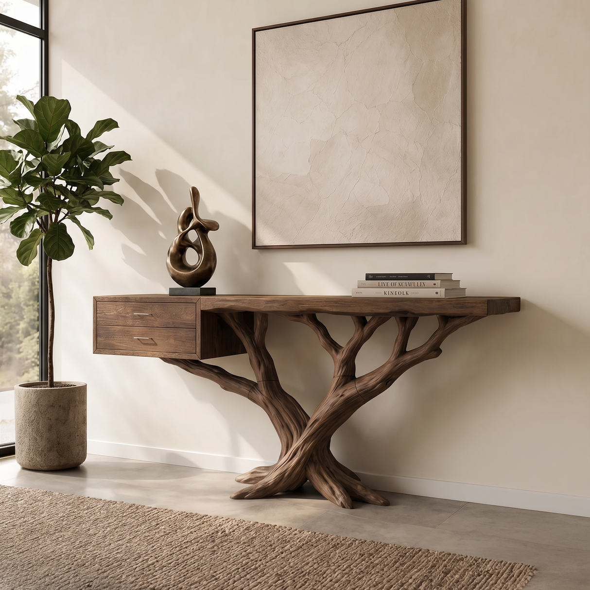 Modern Tree Root Console Table Luxury Entryway