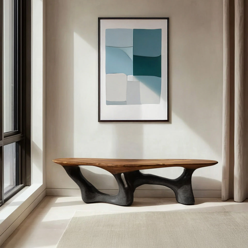 Modern Natural Wood Bench For Living Room Decor