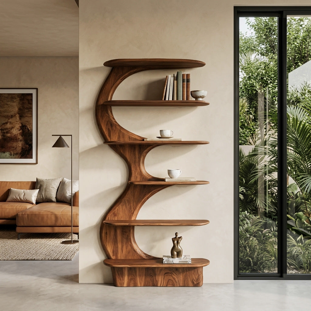 Modern Vertical Bookshelf With Open Storage For Living Room