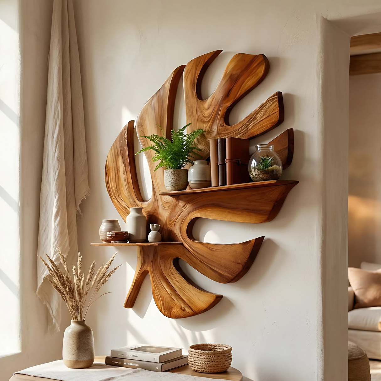 Mid Century Wall Shelf For Dining Area Storage
