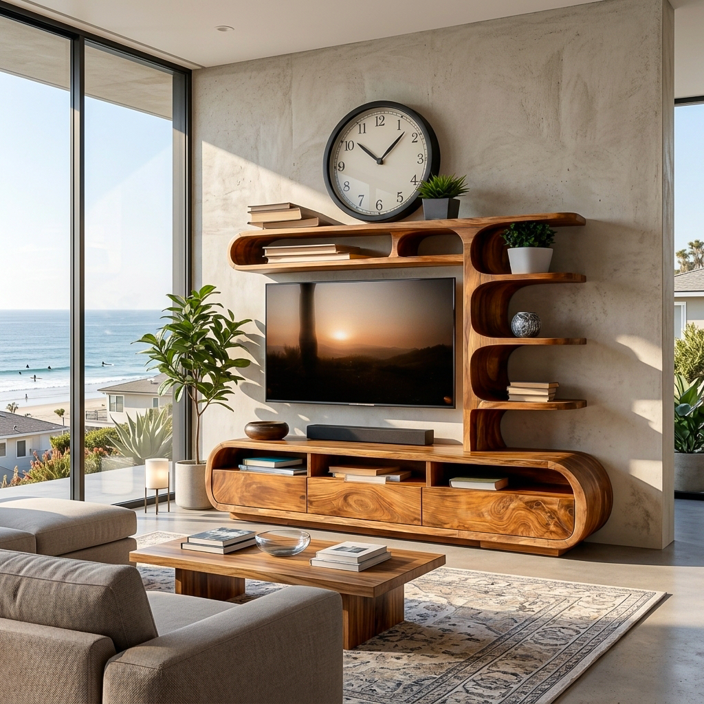 Elegant Wooden TV Console For Living Area