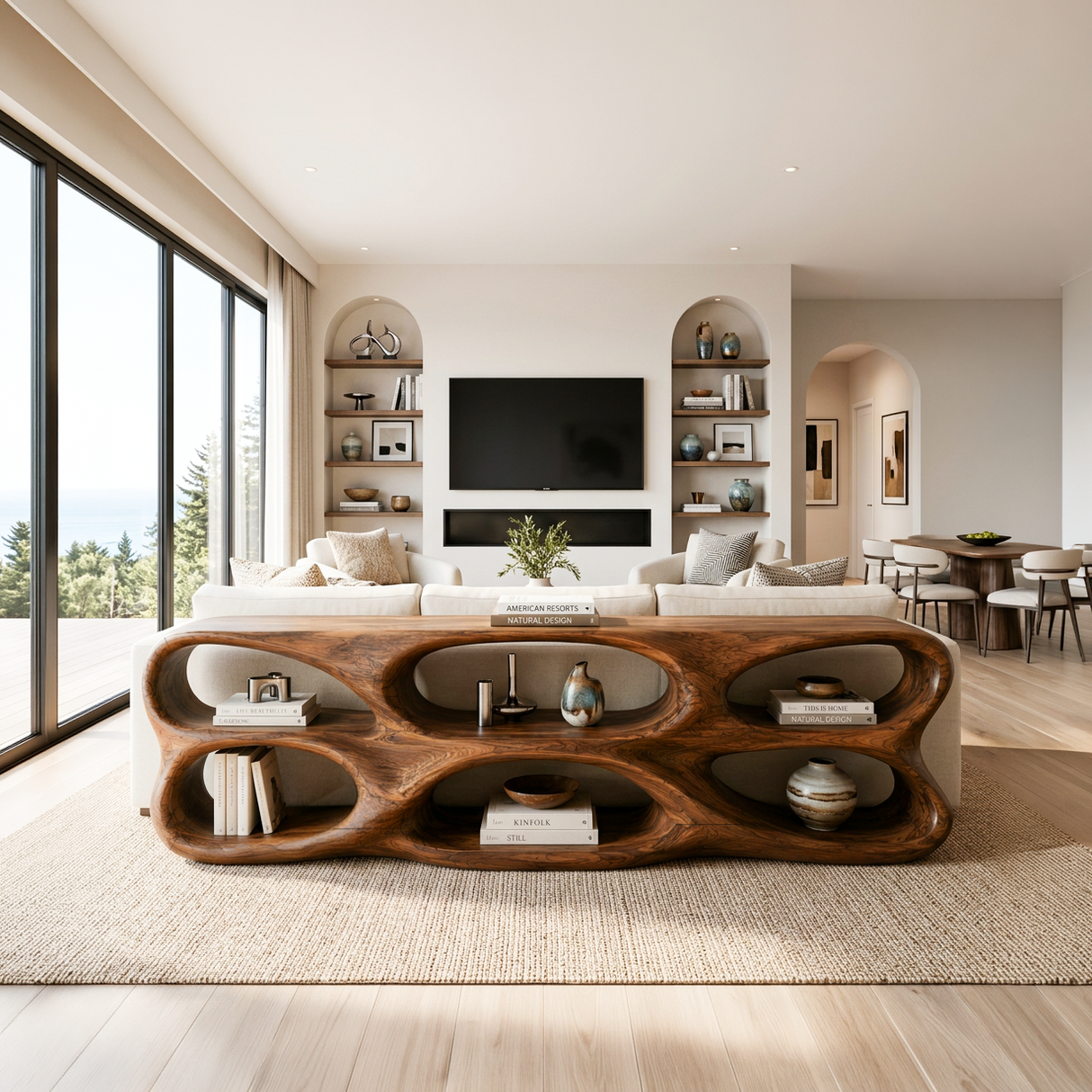 Organic Sculptural Console Table For Designer Entryway