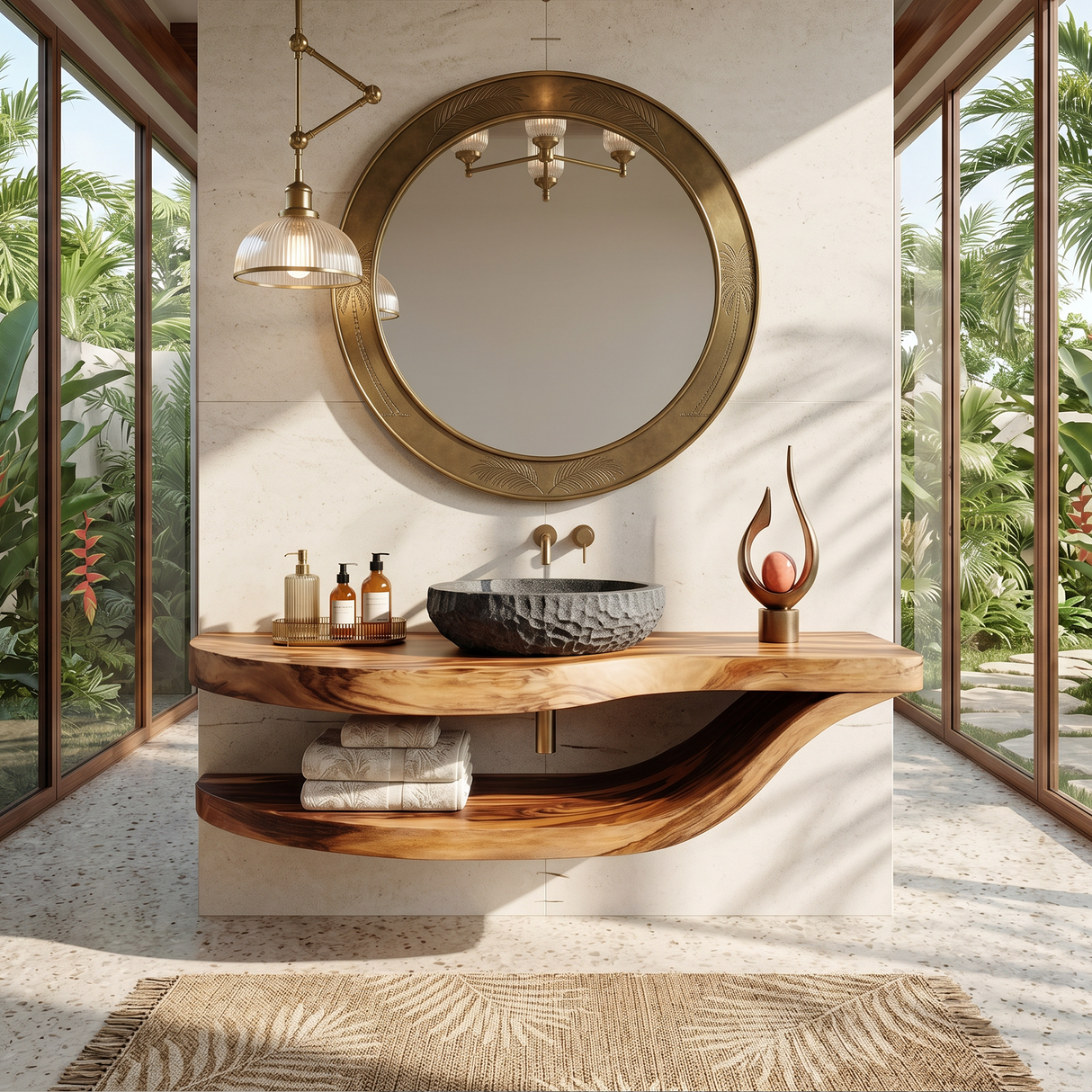 Luxury Open Shelf Vanity Cabinet Resort Suite