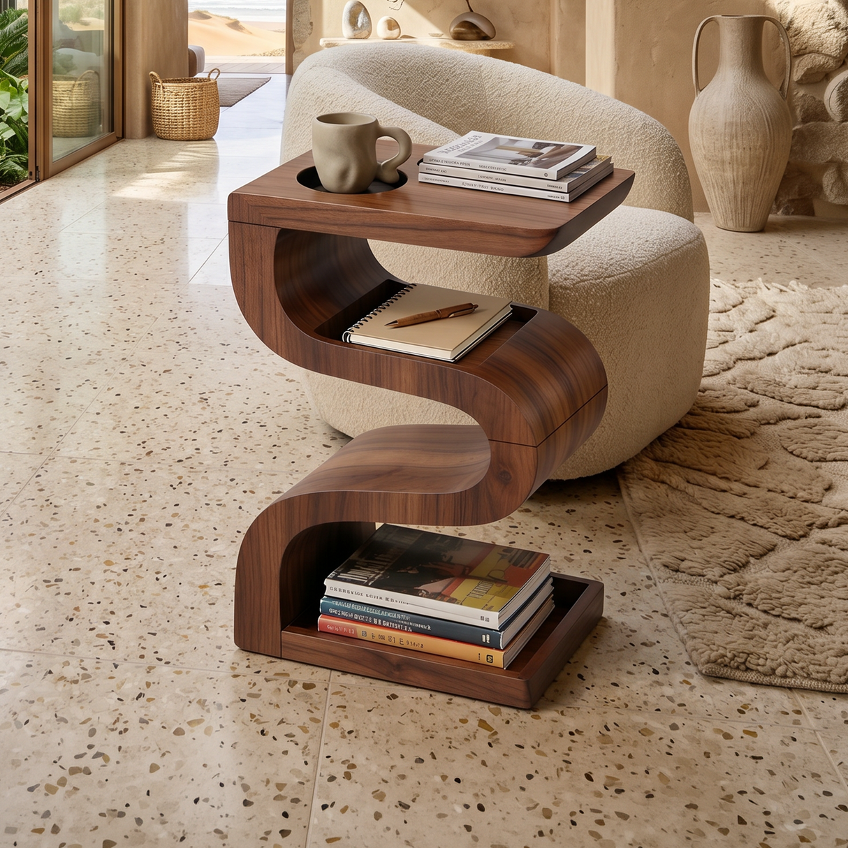 Minimalist Sculptural Side Table For Contemporary Living Space