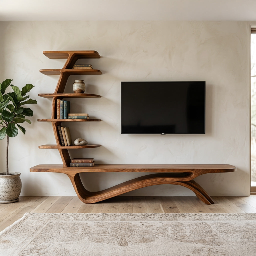 Contemporary TV Stand With Sculptural Storage For Living Room