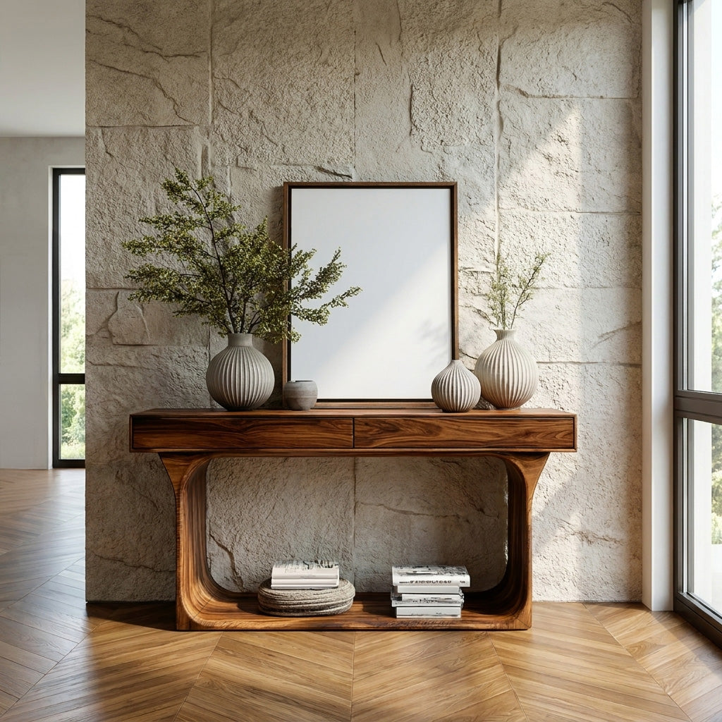 Modern Console Table With Rounded Base Frame For Home