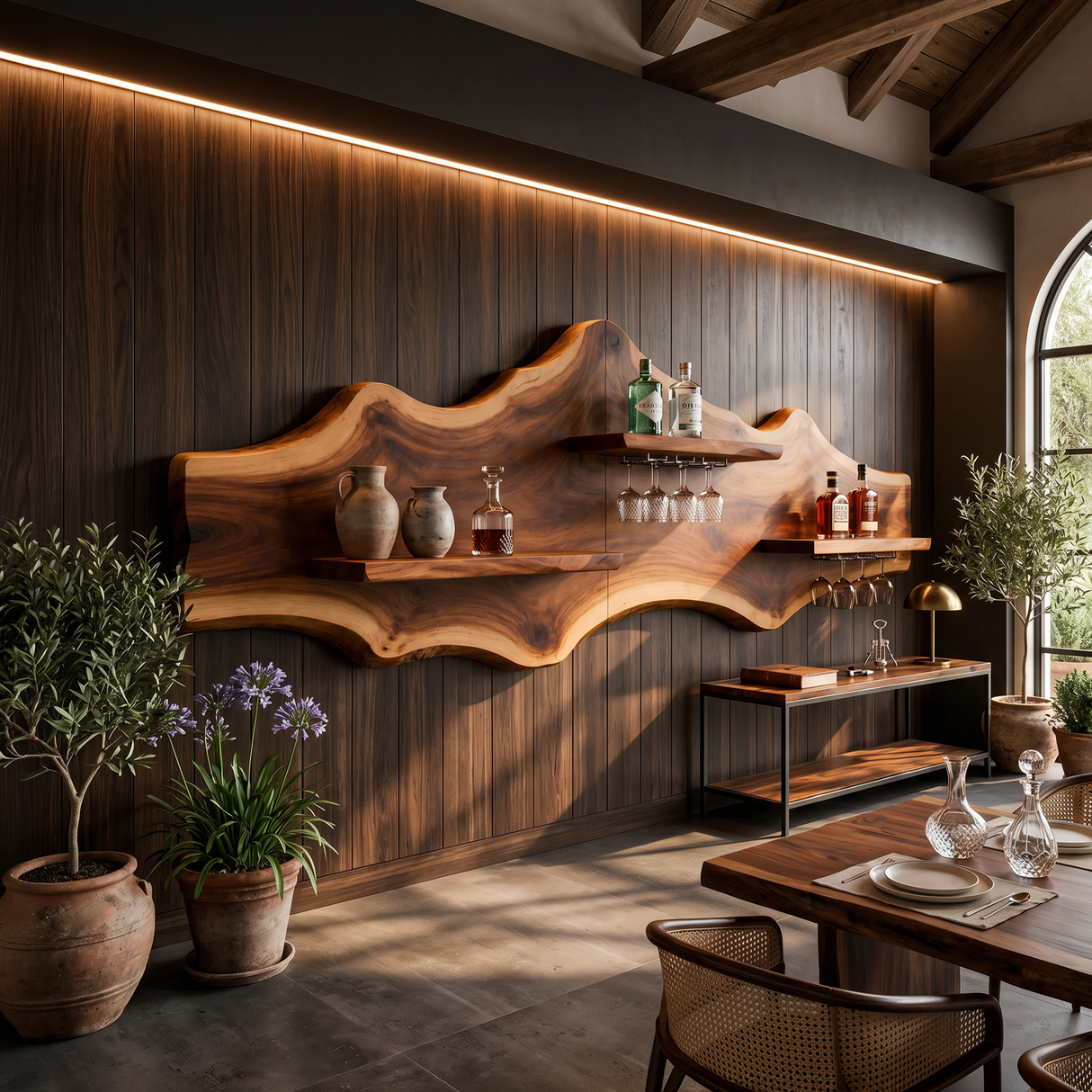 Modern Wall Mounted Wine Rack Shelf For Dining Room