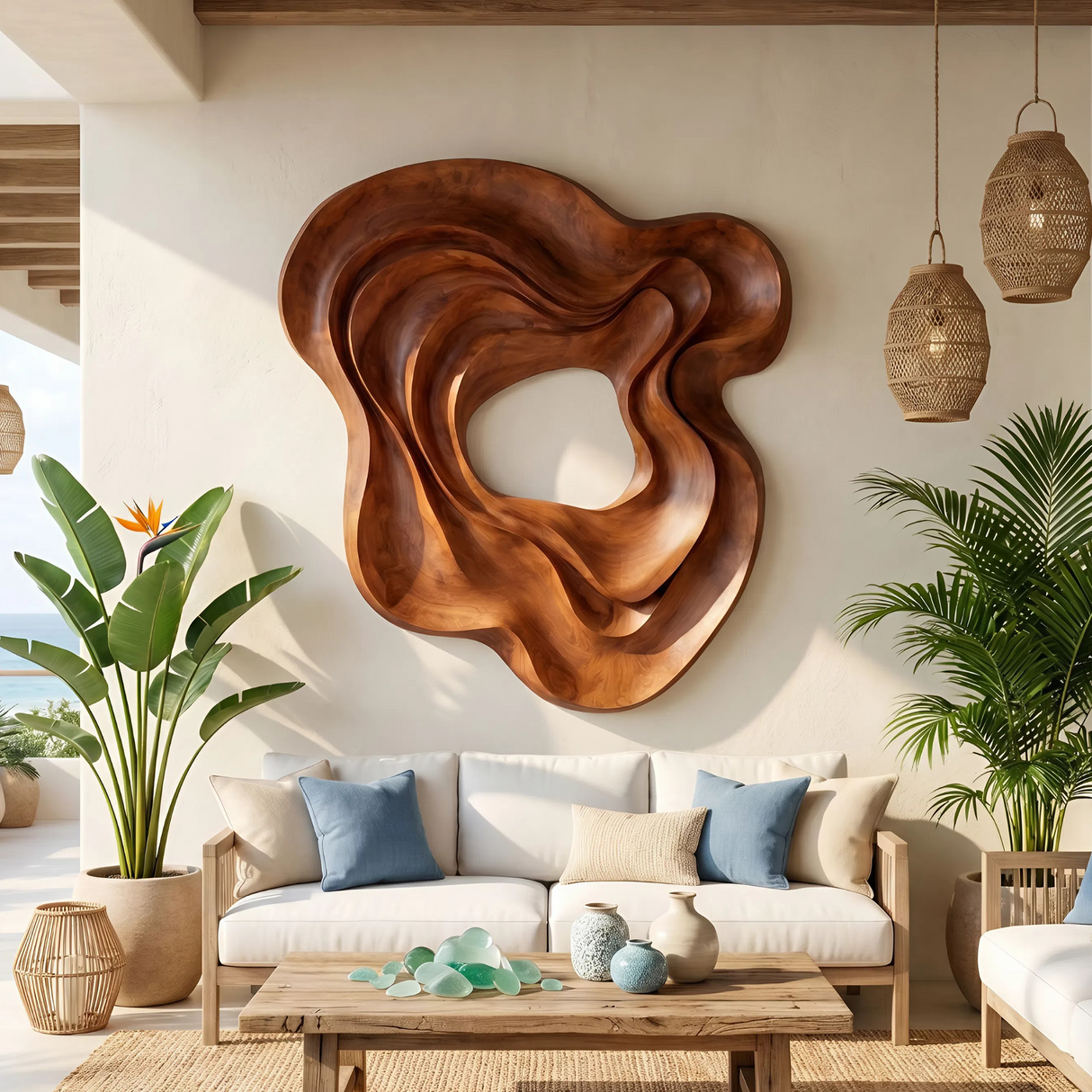 Scandinavian Abstract Wall Panel Decor For Entryway Area