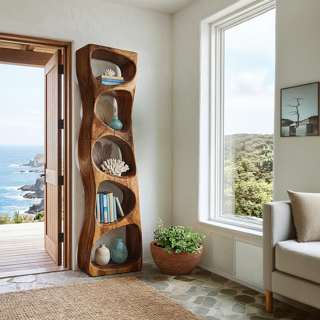 Minimalist Geometric Bookshelf Entryway Display