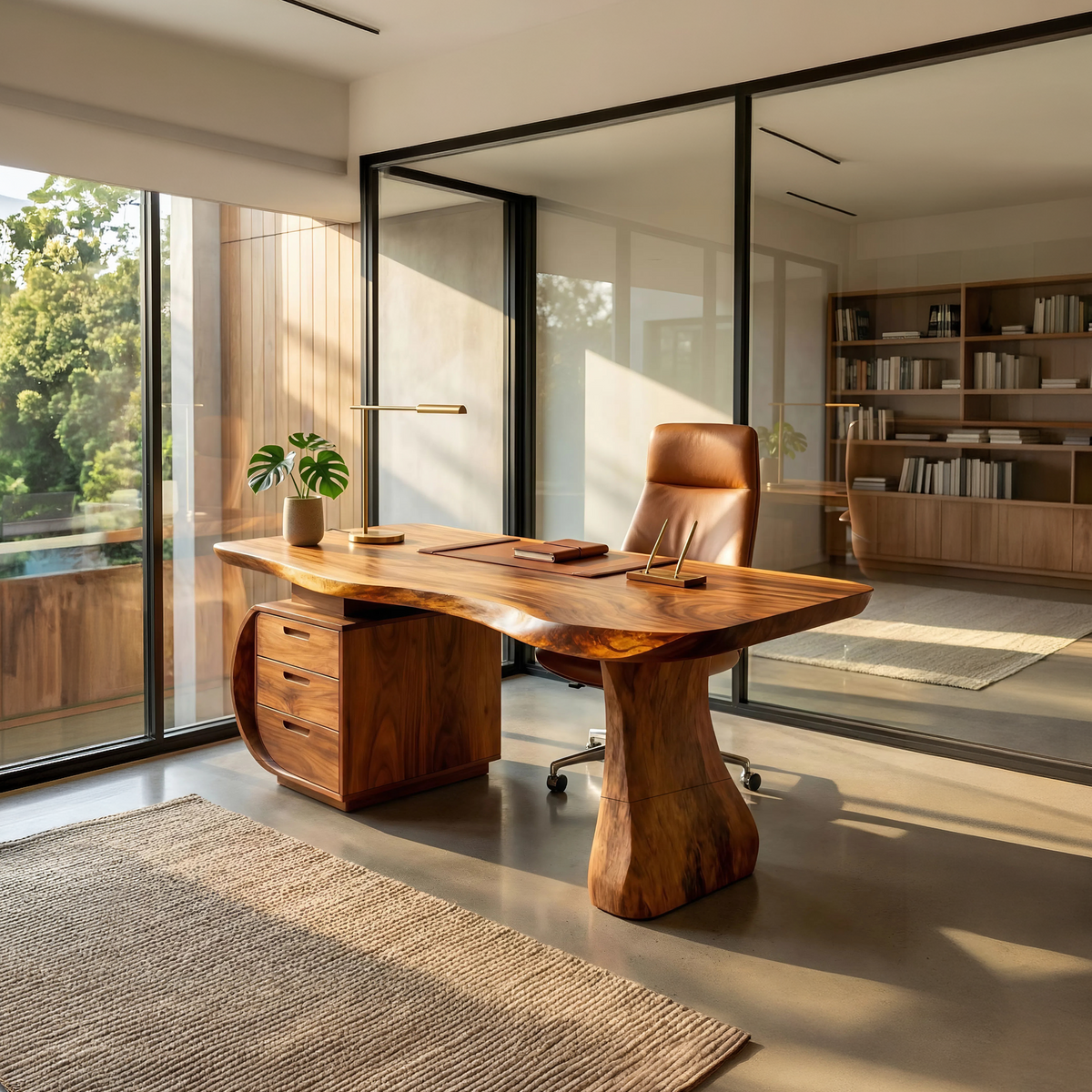 Mid Century Desk With Shelf For Thoughtful Study Area – ET Woodcrafts