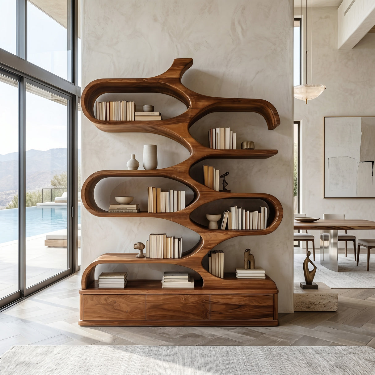 Contemporary Artistic Sculptural Bookshelf For Living Room
