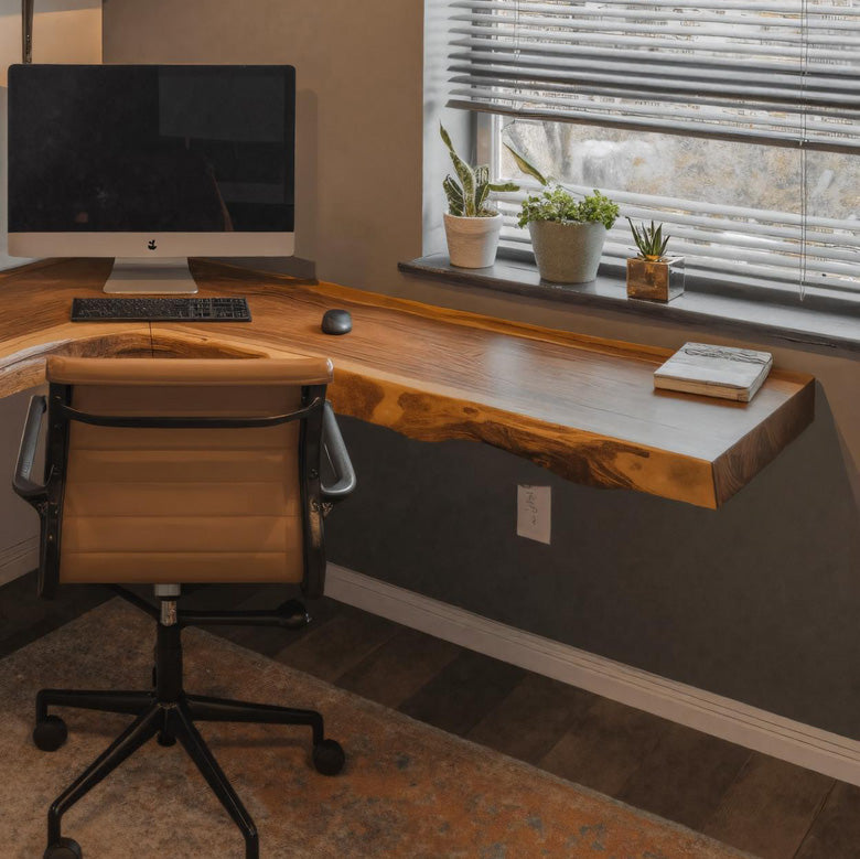 Modern Live Edge Corner Desk For Home Office