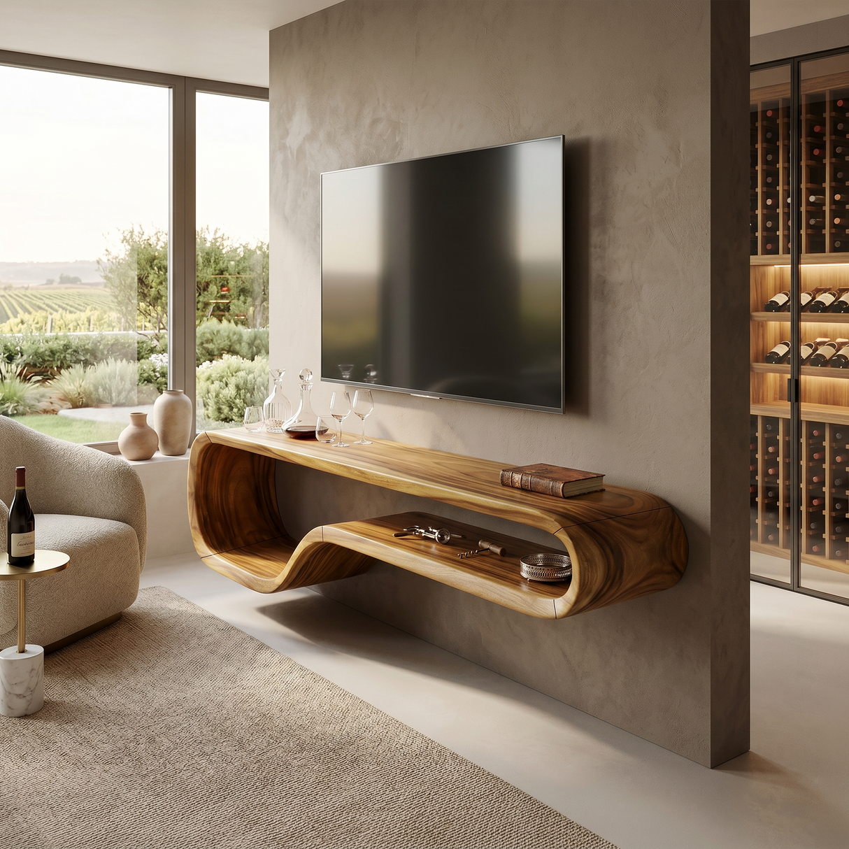 Contemporary Walnut TV Stand For Modern Loft Bedroom
