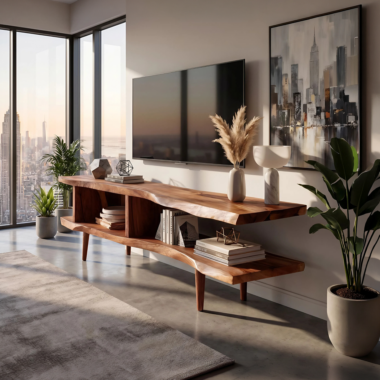 Contemporary Linear TV Stand For Apartment Interior
