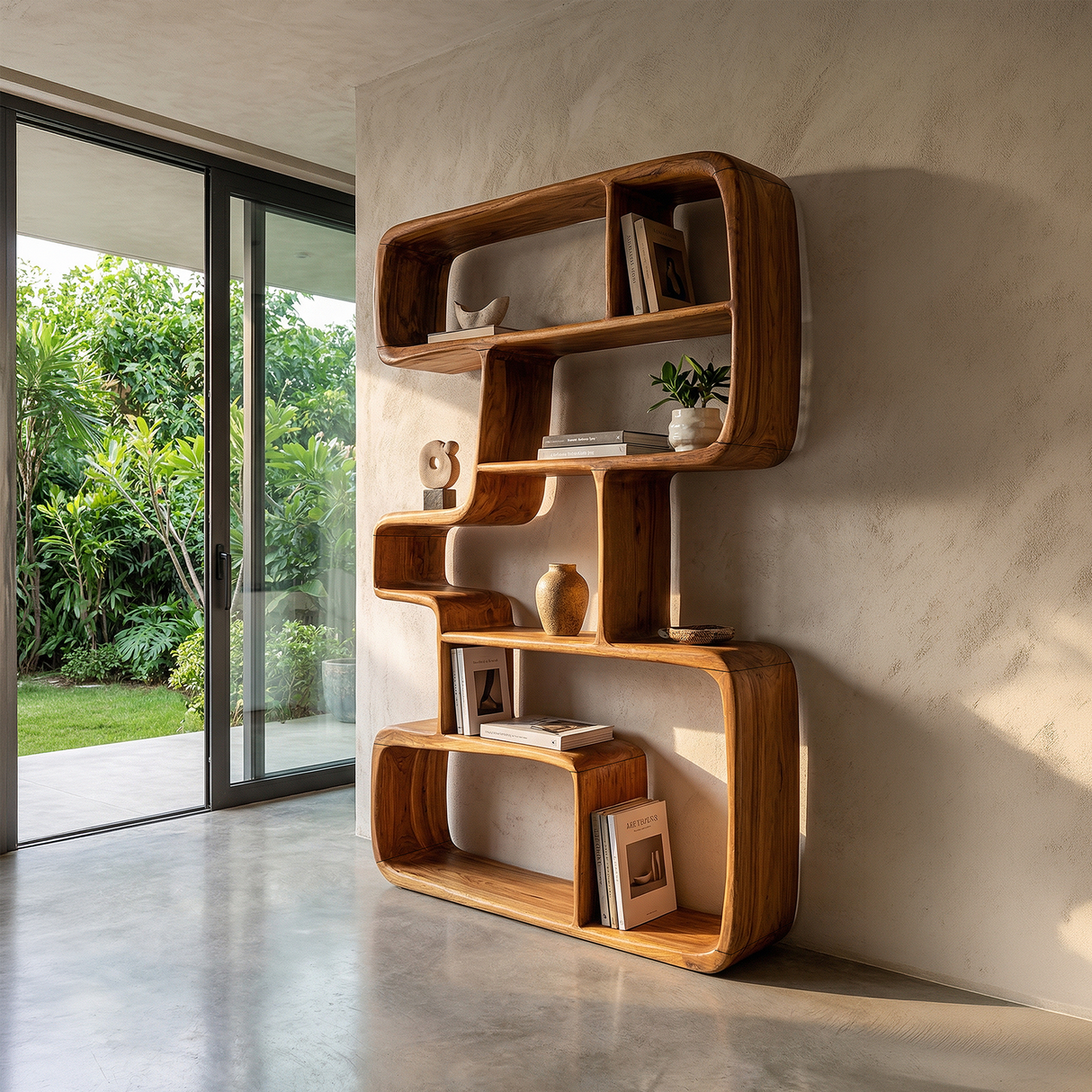 Rustic Farmhouse Geometric Bookshelf Hallway Storage Shelf