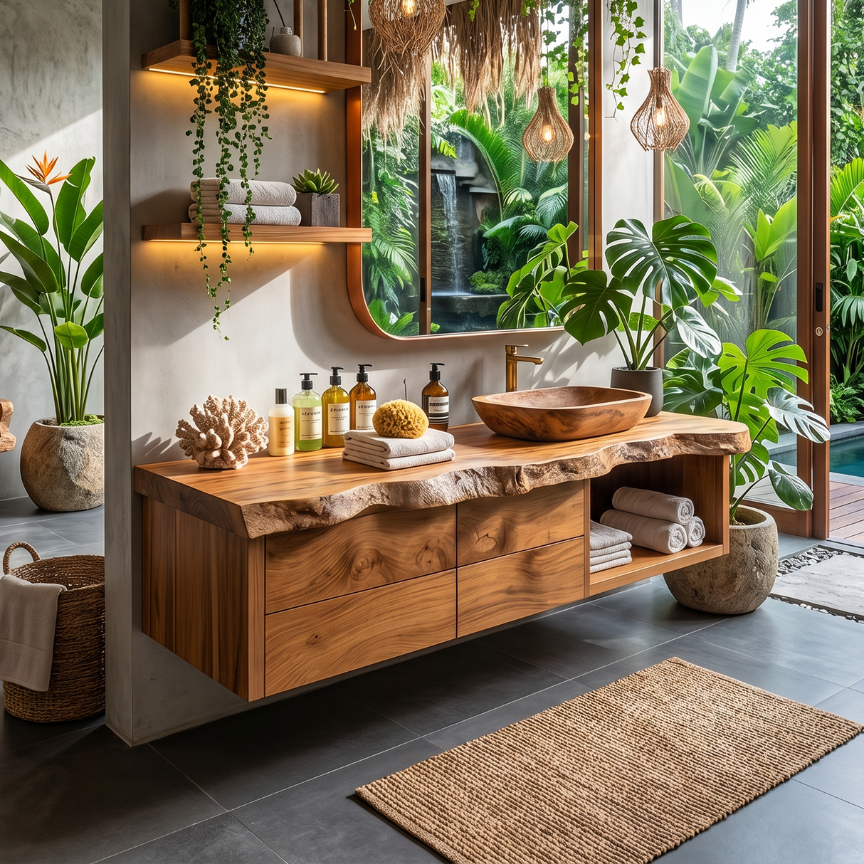 Handcrafted Live Edge Vanity For Bathroom Interiors