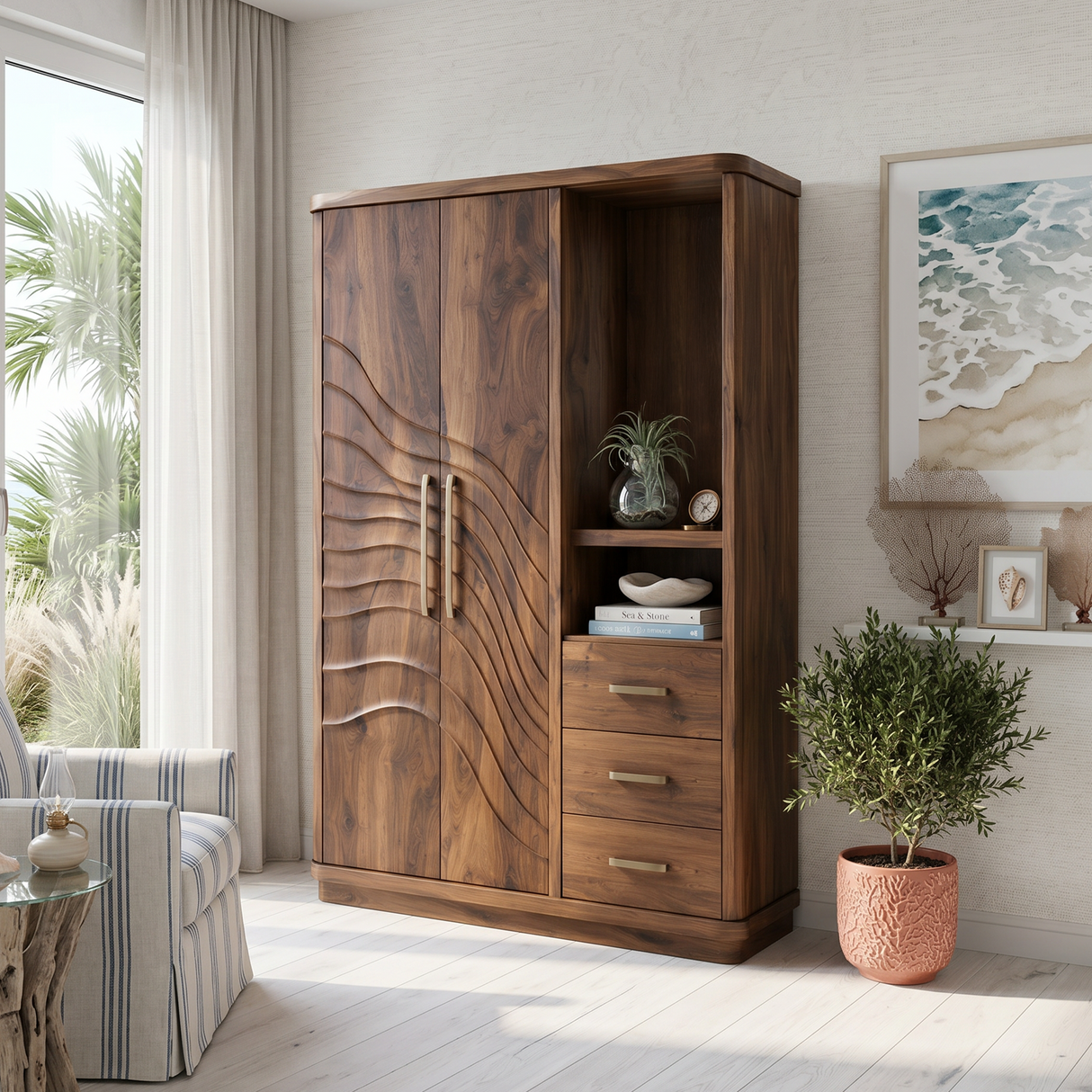 Modern Artistic Form Armoire For Open Lounge Bedroom