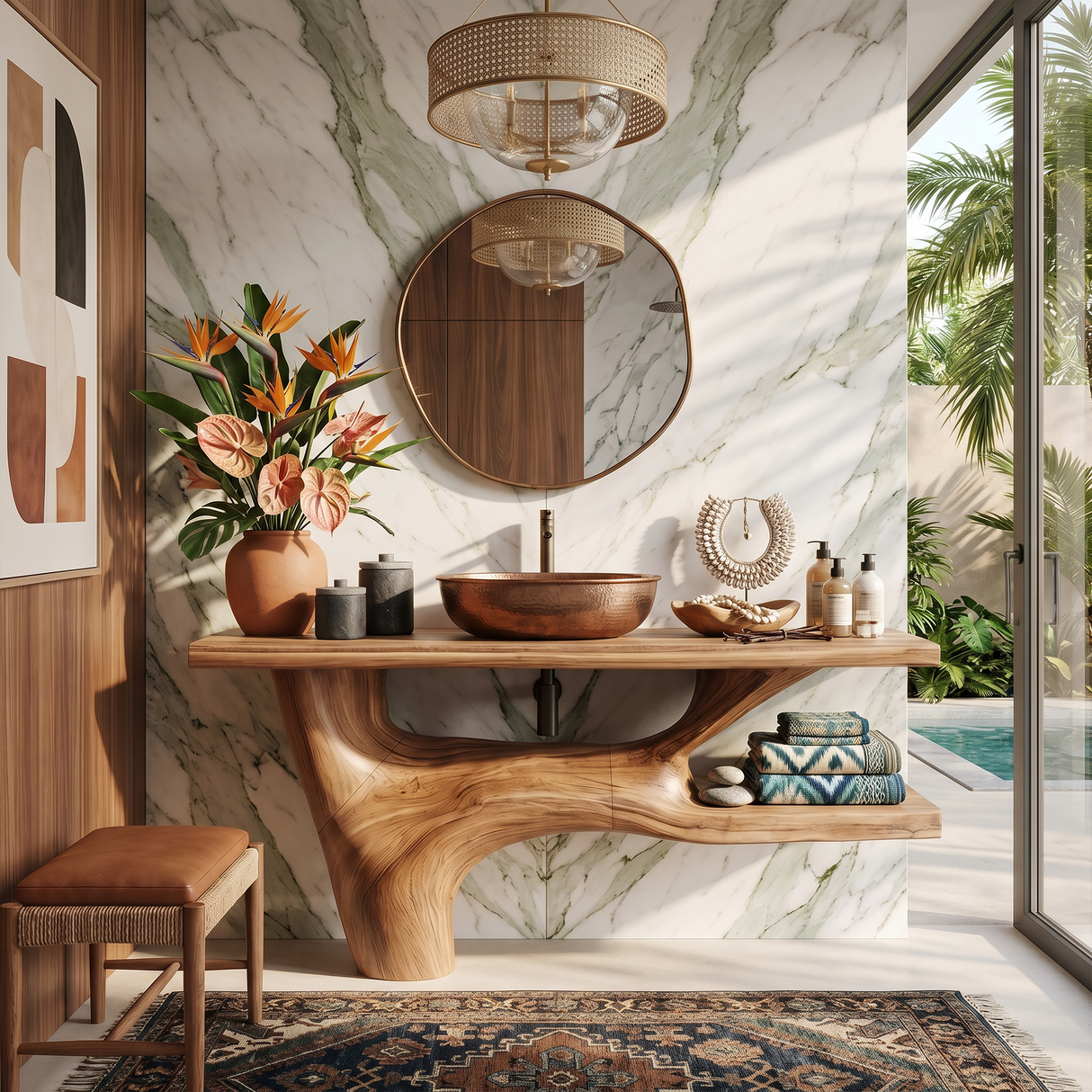 Handcrafted Solid Wood Vanity For Natural Interiors