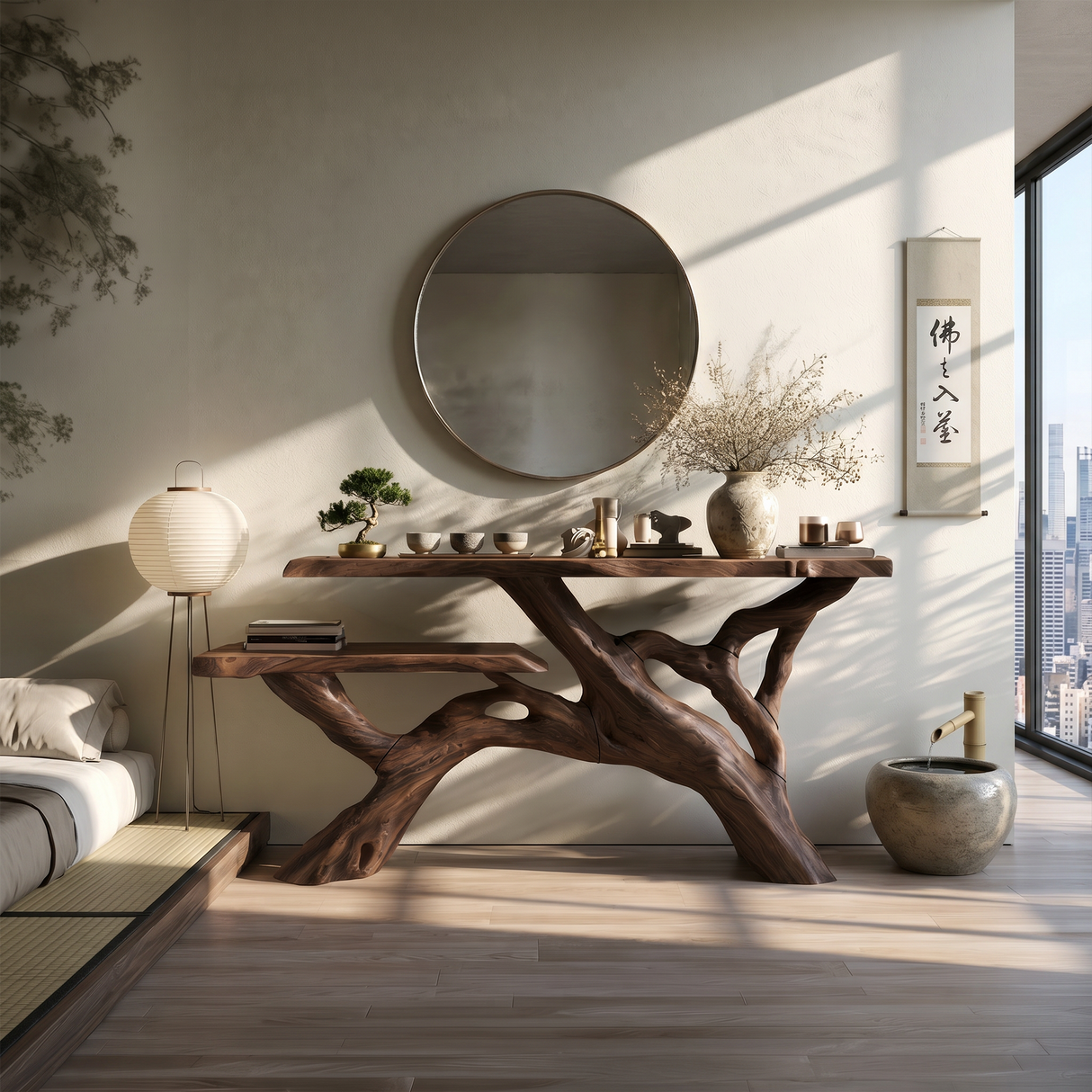 Garden Natural Wood Entryway Bench Table For Room Styling