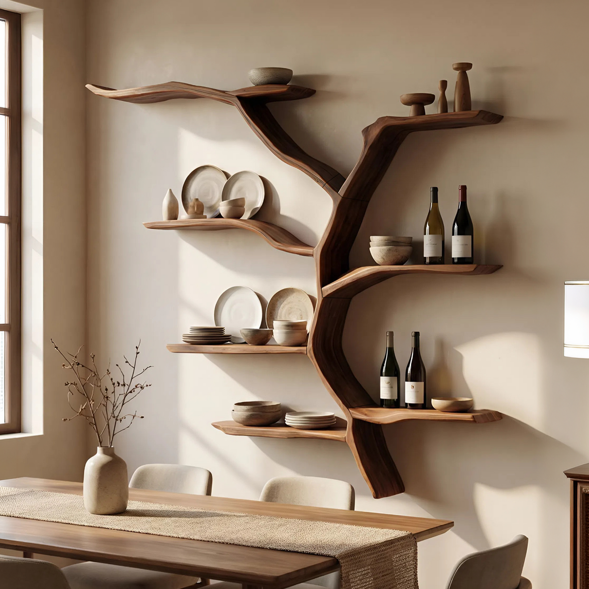 Mid Century Wall Shelf For Living Room Storage Decor
