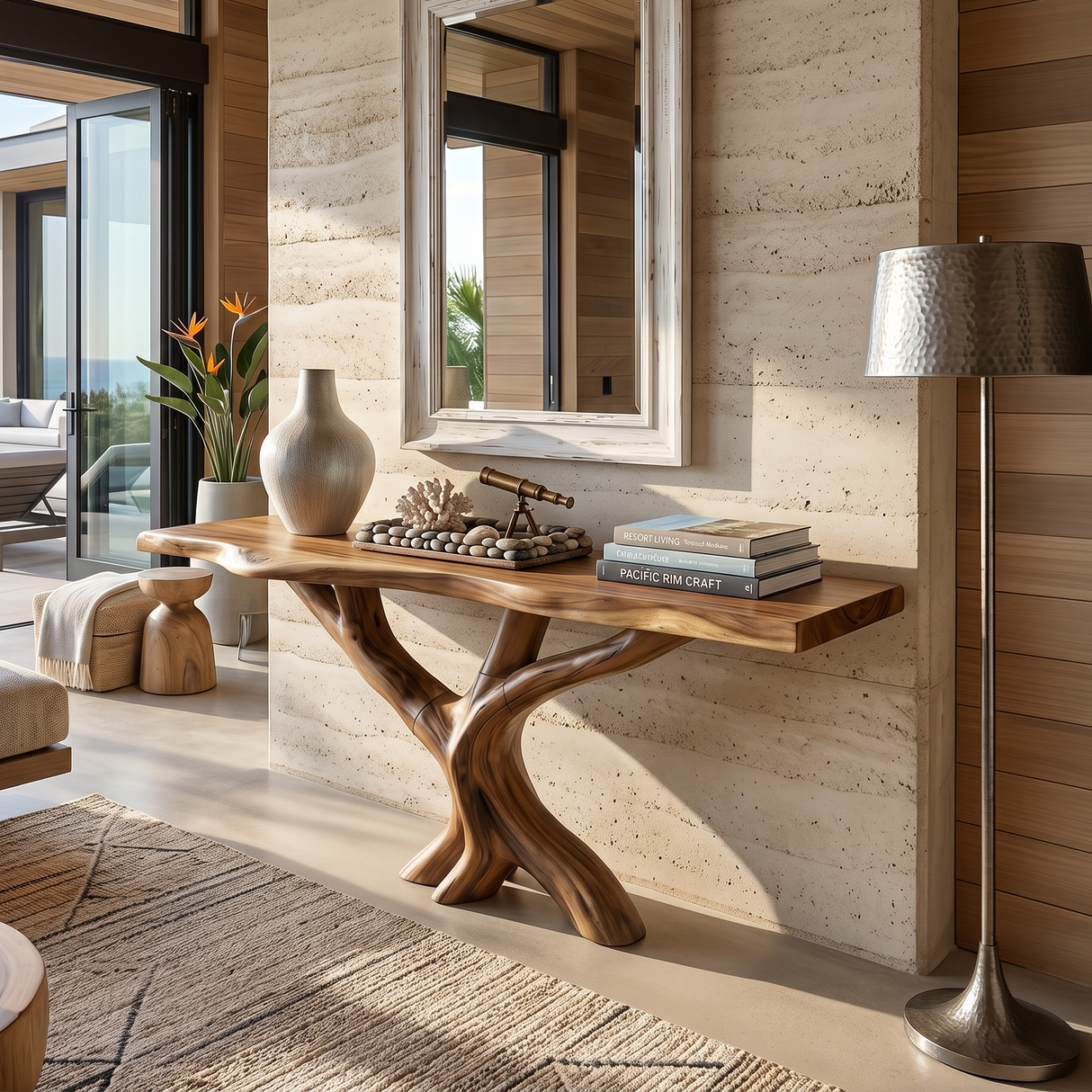 Organic Coral Base Console Table Luxury Beach House