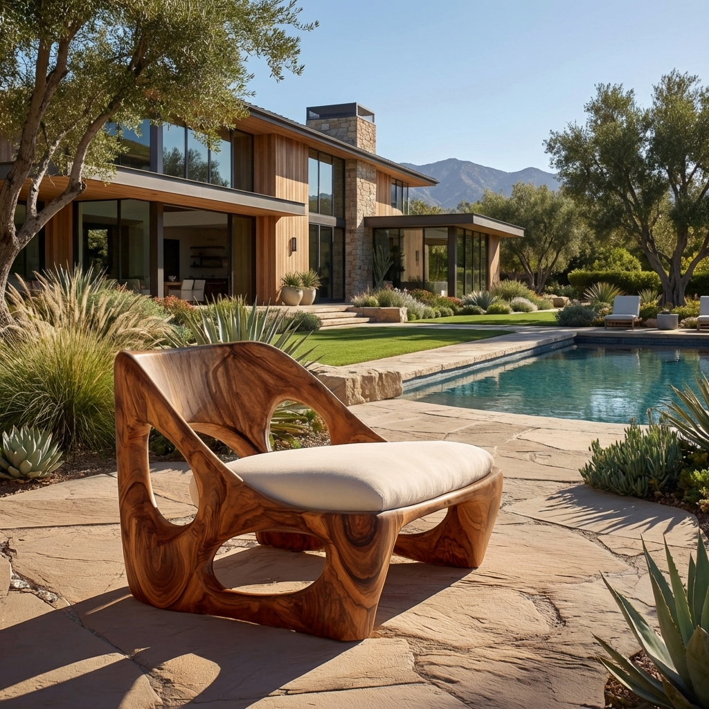 Organic Natural Wood Accent Chair For Living Room