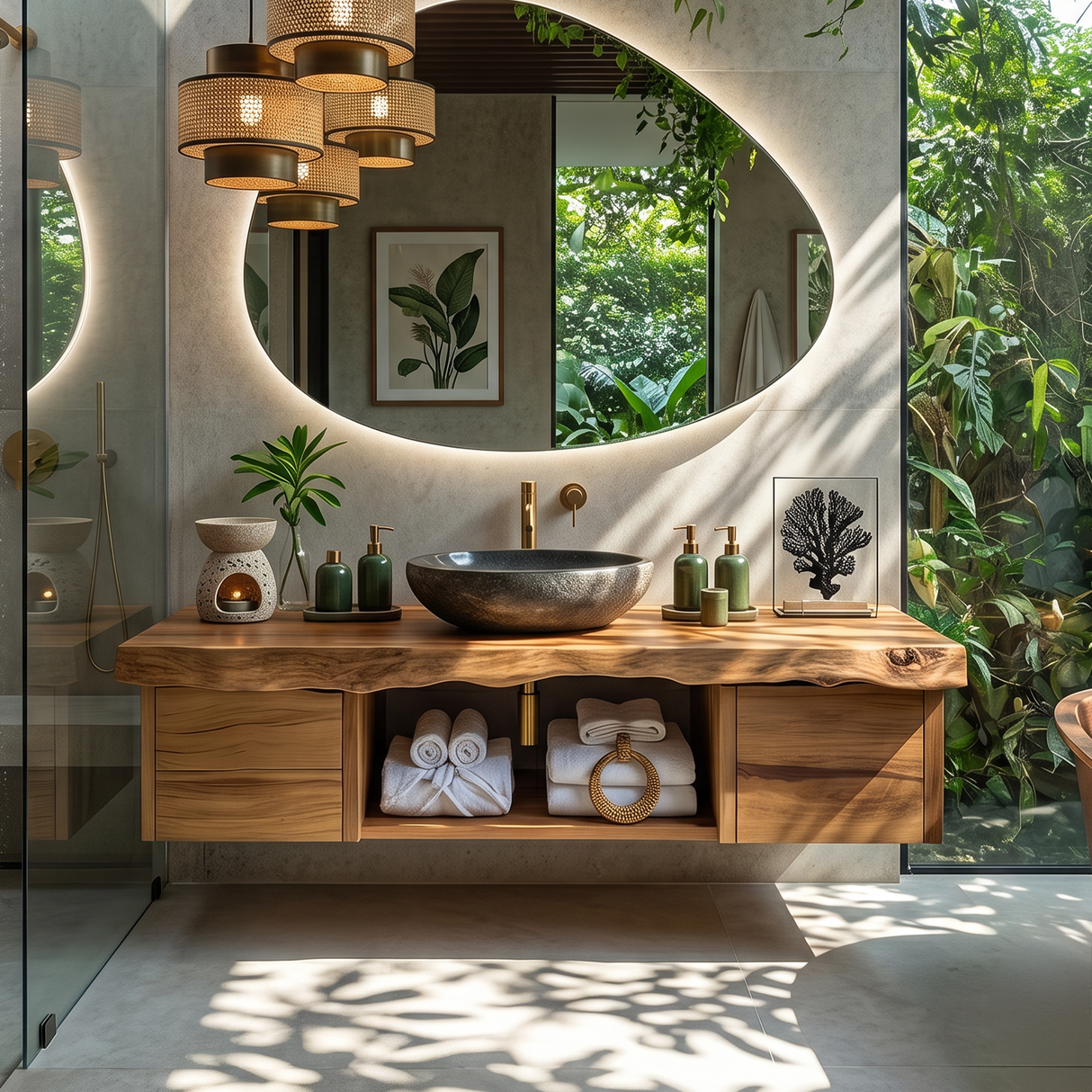 Natural Wood Floating Vanity For Bathroom Upgrade