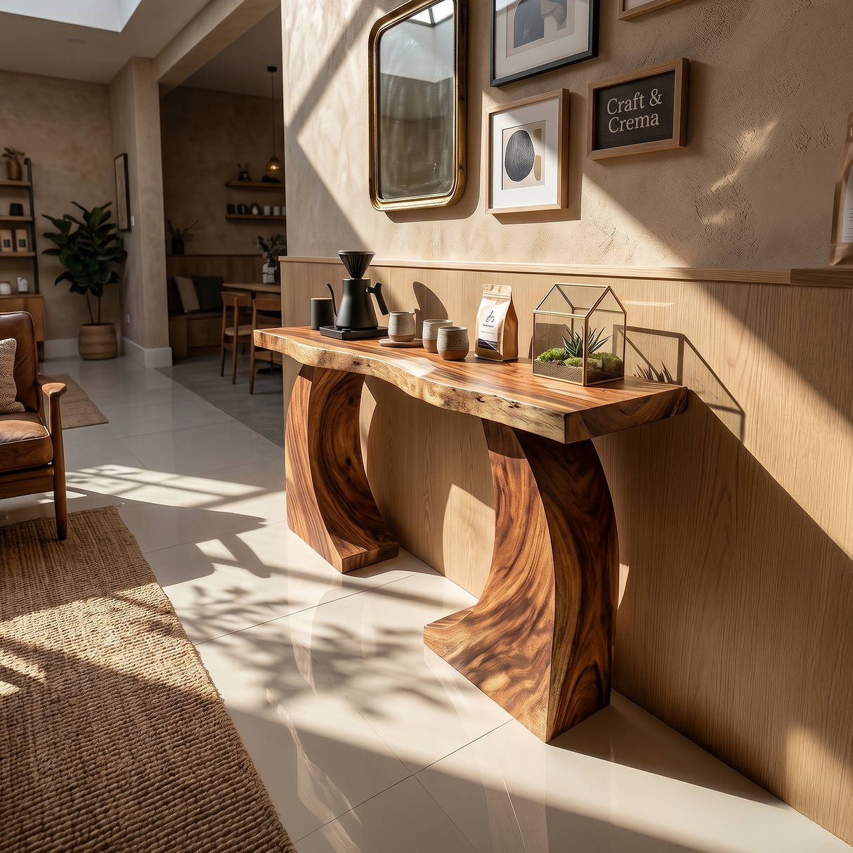 Handcrafted Wood Console Table For Coffee Bar Styling