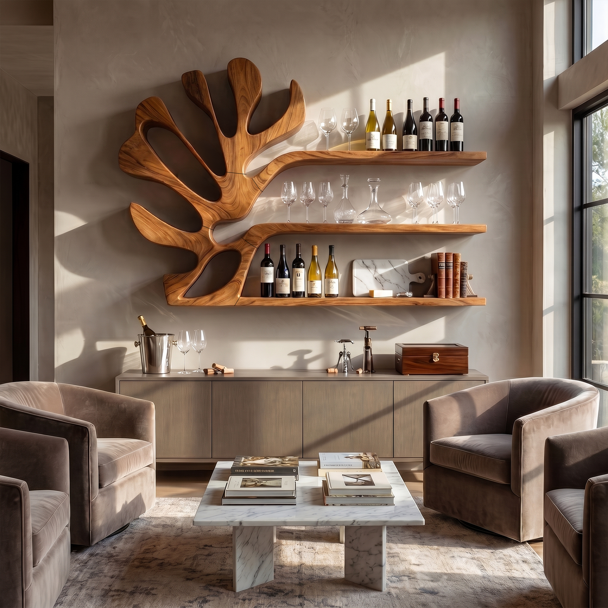 Rustic Wall Wine Rack For Breakfast Nook Bottle Arrangement