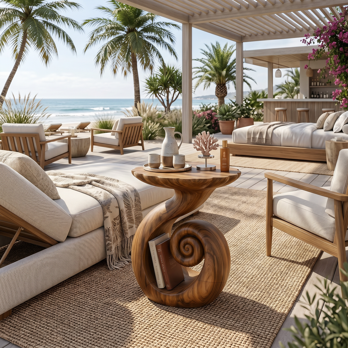 Organic Spiral Storage Side Table Resort Suite
