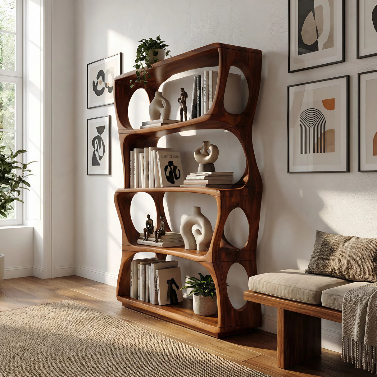 Minimalist Artistic Bookshelf Storage Organizer For Bedroom Space