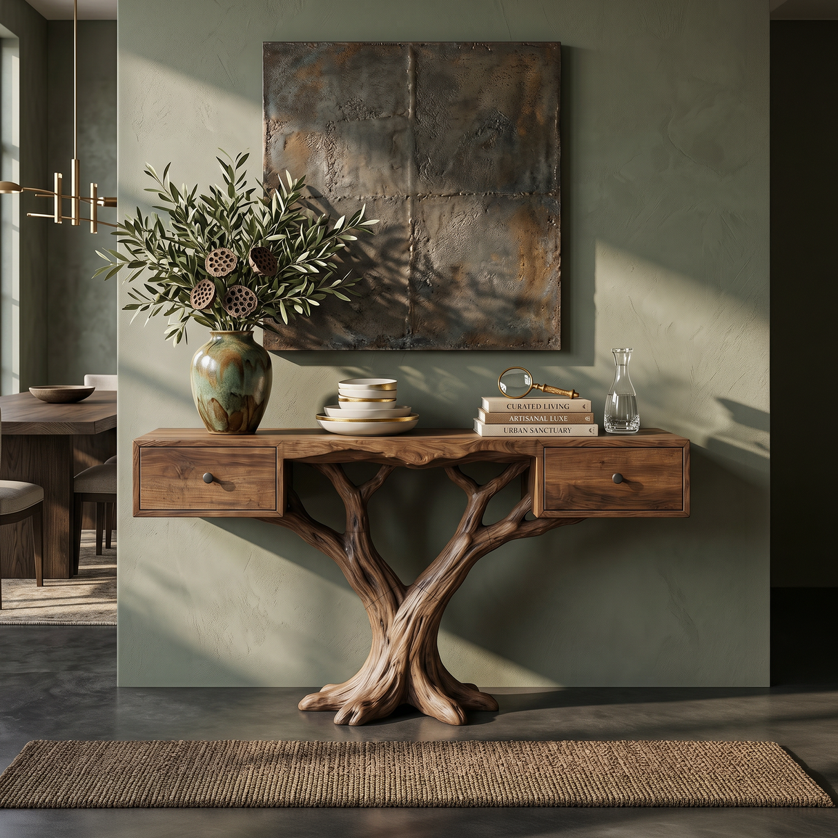 Organic Live Edge Console Table Contemporary Hallway