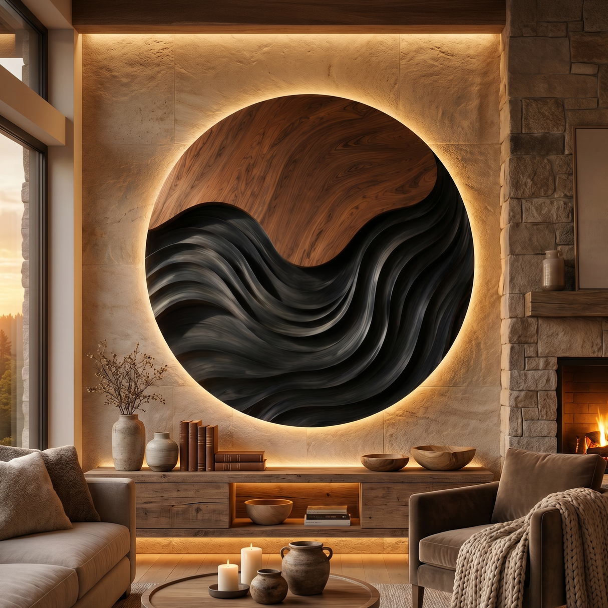 Mid Century Artistic Wall Panel For Waiting Area Interior