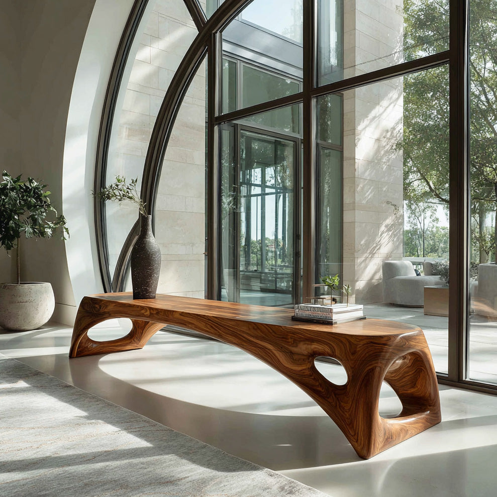 Minimalist Long Wooden Bench For Entryway