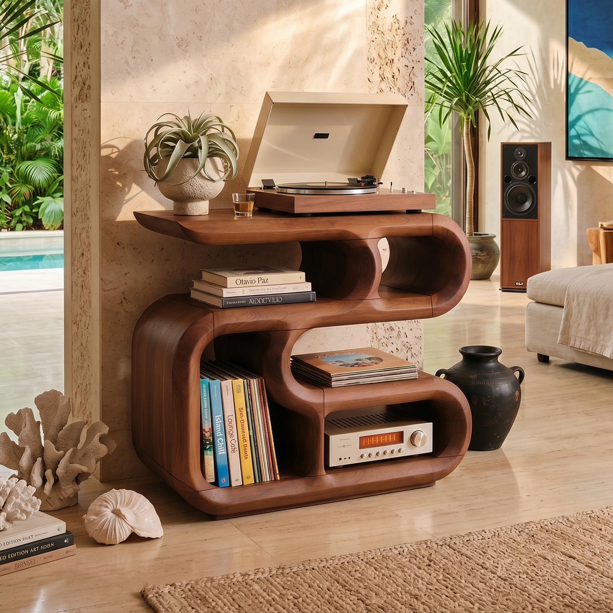 Minimalist Record Player Cabinet For Apartment Living Space