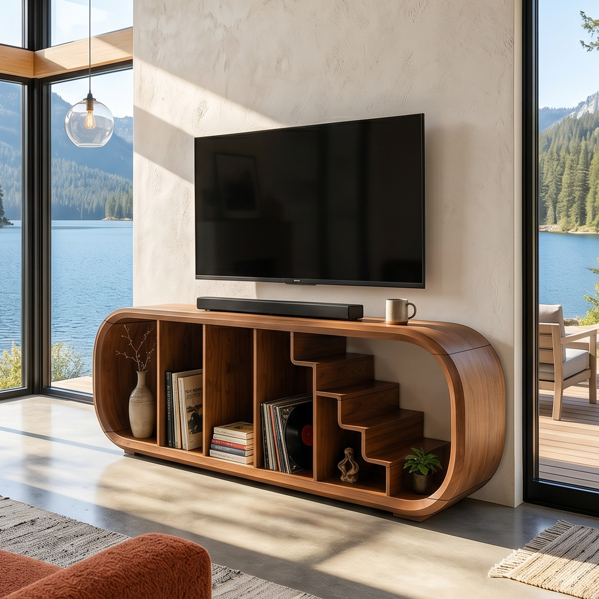 Modern Organic TV Console For Entertainment Lounge Space