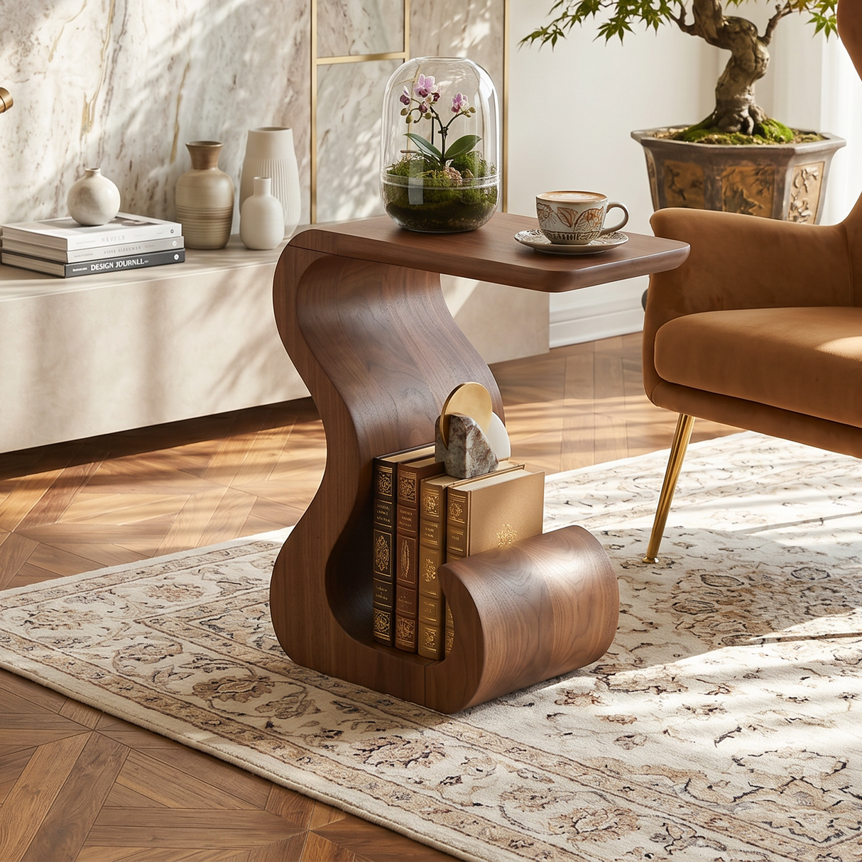 Minimalist Open Base Side Table For Bedroom Corner Space
