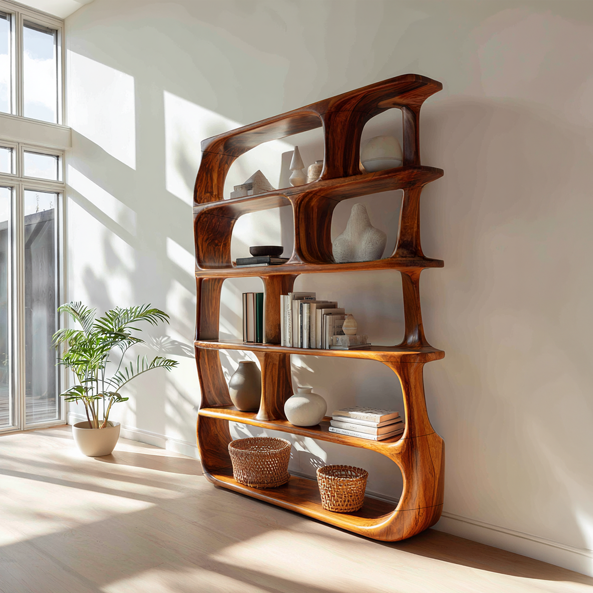 Contemporary Organic Bookshelf Living Room Display