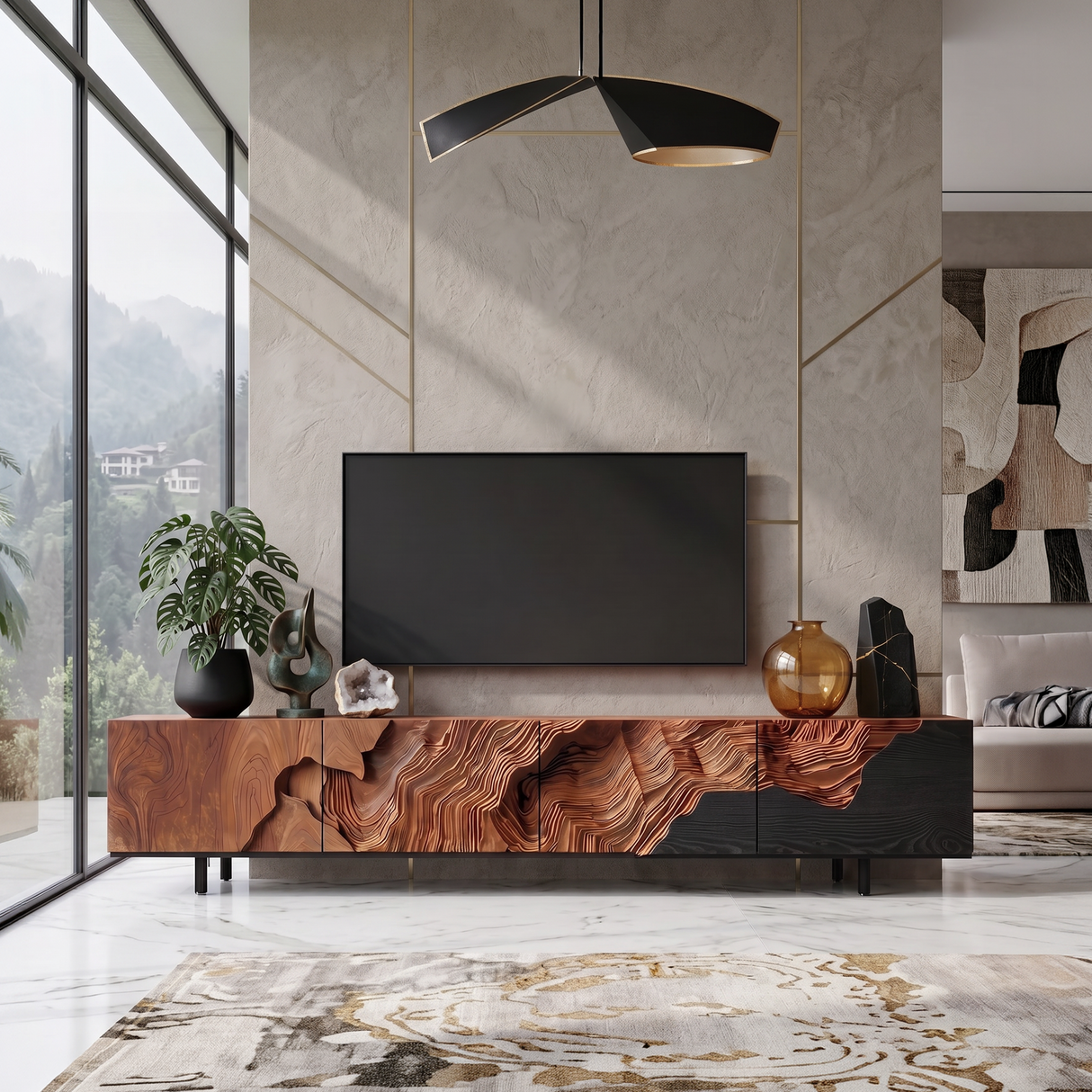 Rustic TV Console Stand For Living Room Design