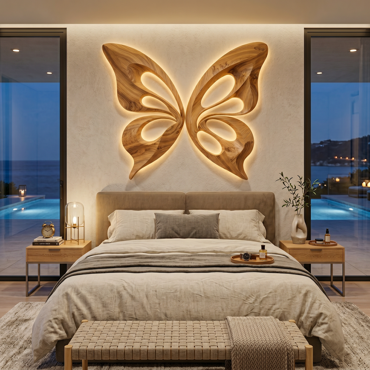 Modern Wooden Butterfly Wall Art Hand Carved For Living Decor