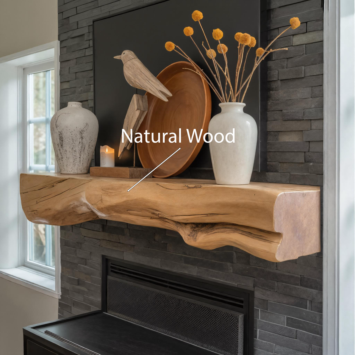 Natural Mantel Shelf For Fireplace Or Entryway