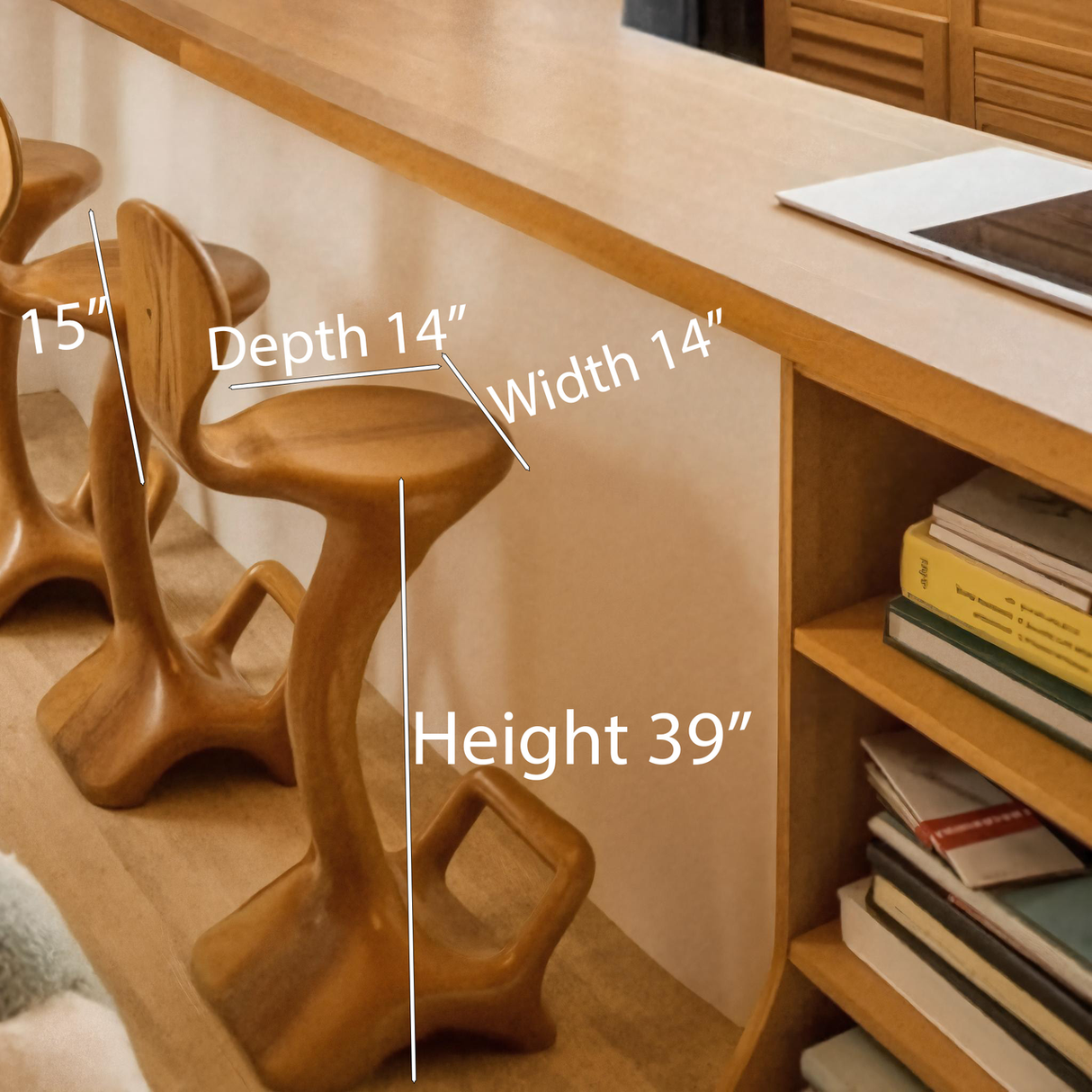 Sculptural Organic Bar Stool For Kitchen Or Interiors