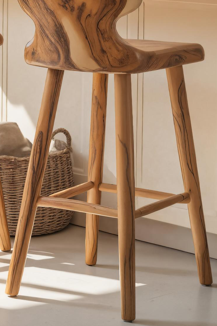 Modern Sculpted Bar Stools With Curved Backrest For Kitchen