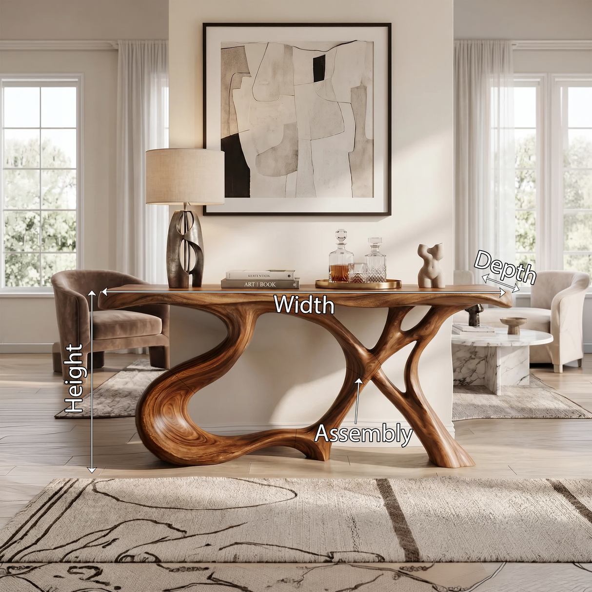 Organic Root Base Console Table Luxury Living Room