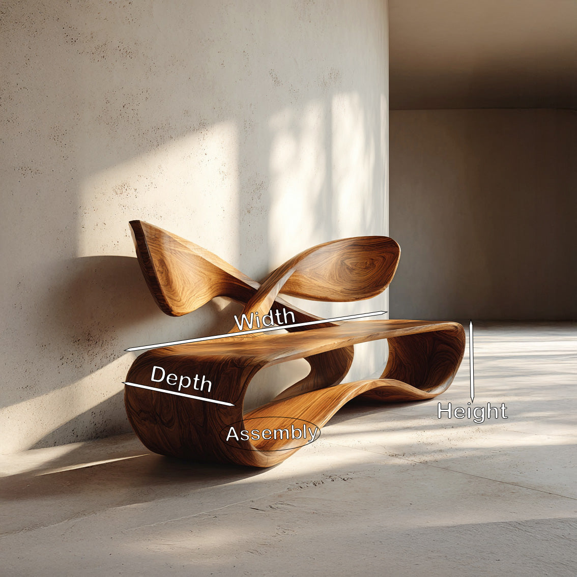 Contemporary Curved Bench With Cross Backrest For Living Room