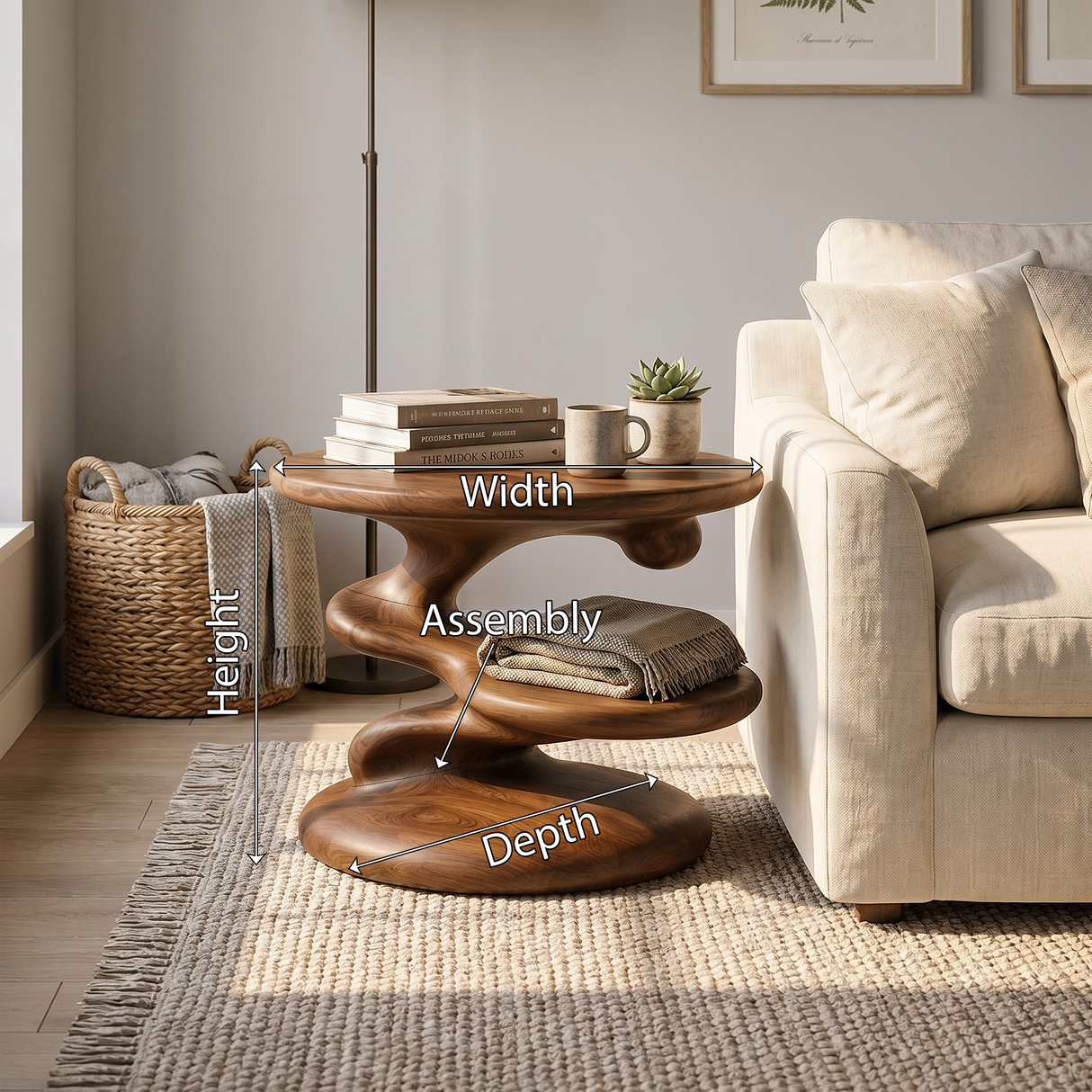 Minimalist Open Shelf Side Table Cozy Living Room