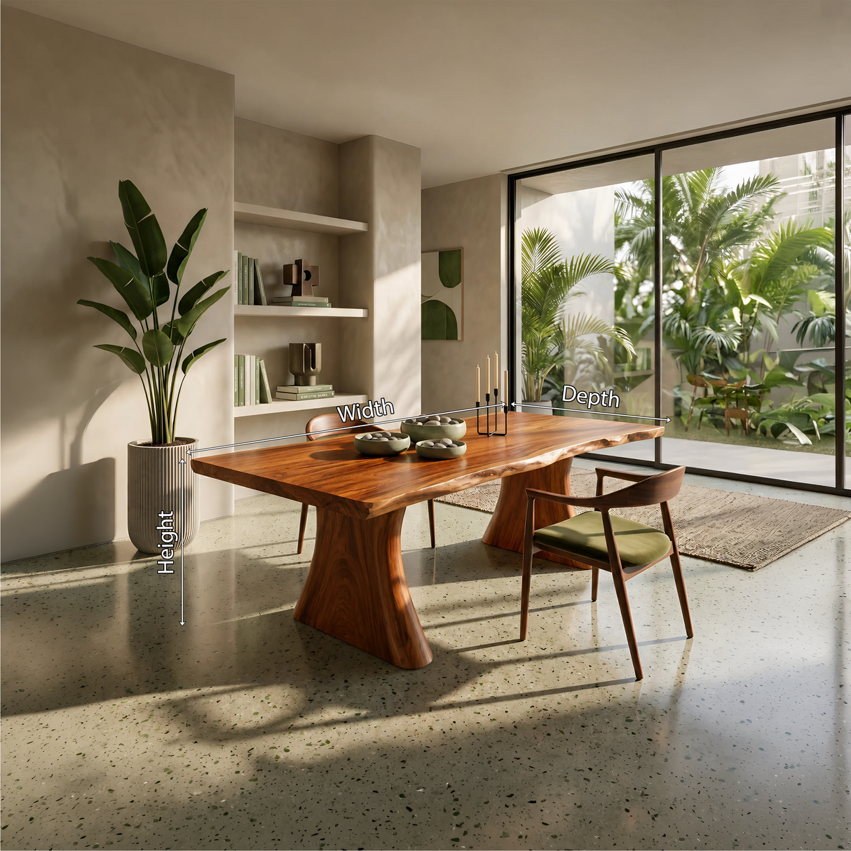 Mid Century Thick Top Dining Table For Contemporary Dining