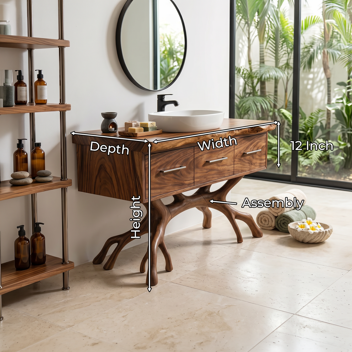 Tropical Wooden Vanity Cabinet With Drawers Spa Bathroom